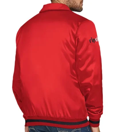 Portland Trail Blazers Stitch Applique Red Satin Jacket