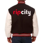 Portland Trail Blazers Two-Hit Black and White Varsity Jacket