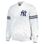 Power Forward New York Yankees White Satin Jacket