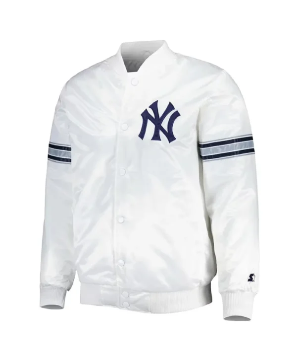 Power Forward New York Yankees White Satin Jacket