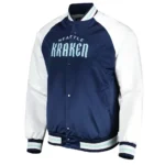 Primetime Seattle Kraken Blue-White Varsity Satin Jacket