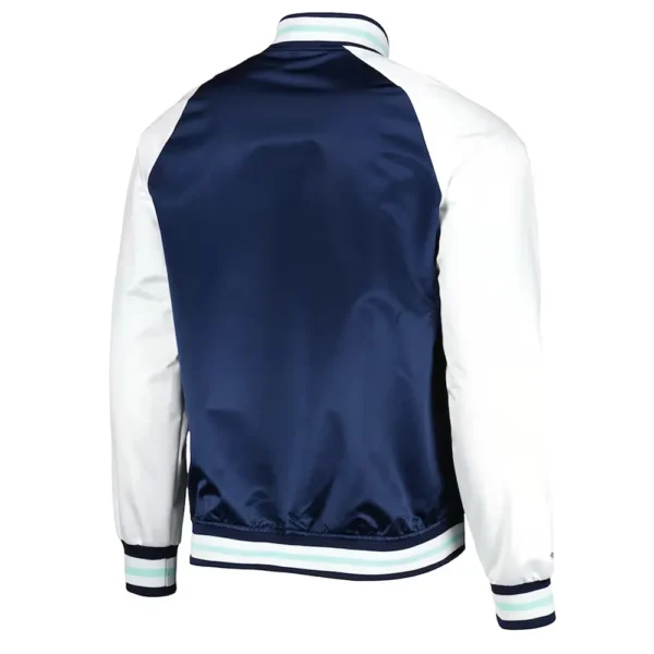Primetime Seattle Kraken Blue-White Varsity Satin Jacket