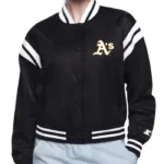 Printed Logo Oakland Athletics Satin Varsity Jacket
