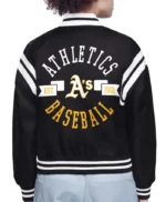 Printed Logo Oakland Athletics Satin Varsity Jacket