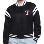 Printed Logo Texas Rangers Varsity Satin Jacket