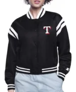 Printed Logo Texas Rangers Varsity Satin Jacket