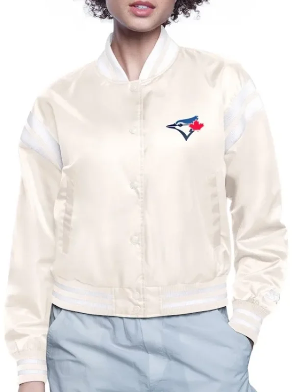 Printed Logo Toronto Blue Jays Varsity Satin Jacket
