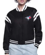 Printed Logo Toronto Blue Jays Varsity Satin Jacket