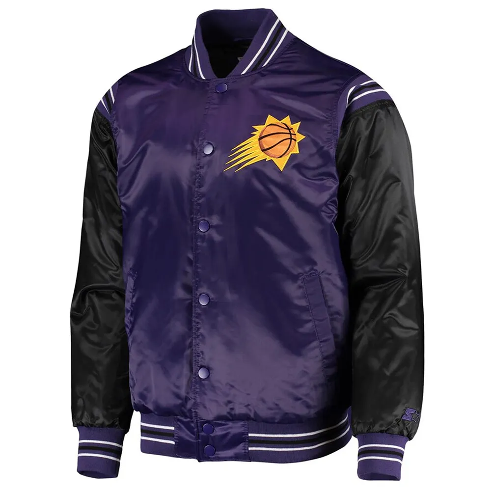 Purple-Black Phoenix Suns The Enforcer Varsity Satin Jacket Purple-Black Phoenix Suns The Enforcer Varsity Satin Jacket