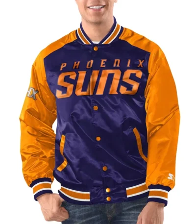 Purple-Orange Phoenix Suns Renegade Varsity Satin Jacket