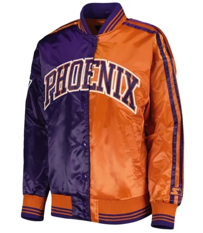 Purple-Orange Phoenix Suns Split Colorblock Satin Jacket