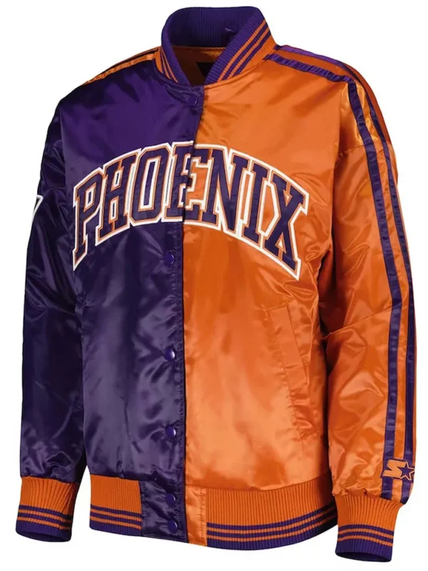 Purple-Orange Phoenix Suns Split Colorblock Satin Jacket