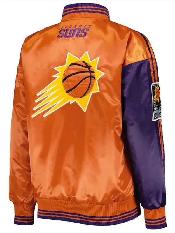 Purple-Orange Phoenix Suns Split Colorblock Satin Jacket