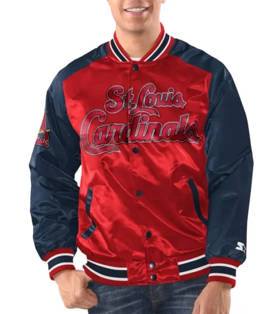 Red-Navy St. Louis Cardinals Renegade Varsity Satin Jacket