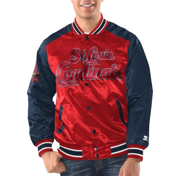 Red-Navy St. Louis Cardinals Renegade Varsity Satin Jacket