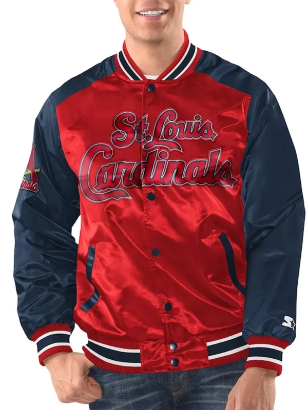 Red-Navy St. Louis Cardinals Renegade Varsity Satin Jacket