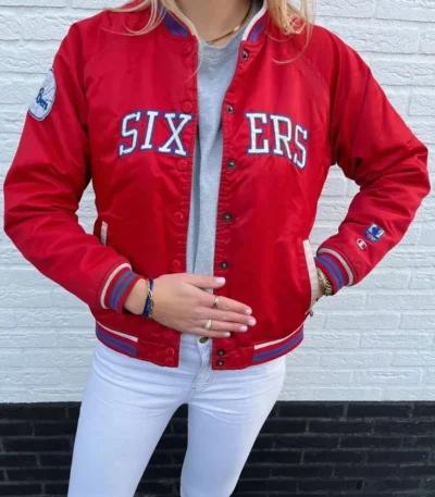 Red Philadelphia 76ers Bomber Jacket