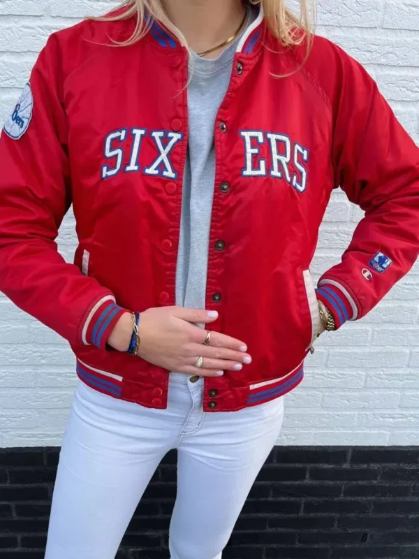 Red Philadelphia 76ers Bomber Jacket