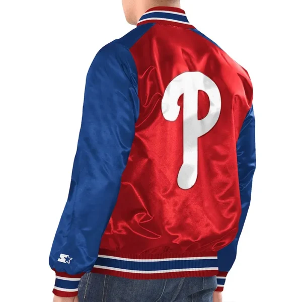 Red-Royal Philadelphia Phillies Varsity Satin Jacket