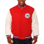 Red/White Philadelphia 76ers Varsity Jacket
