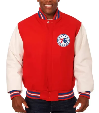 Red/White Philadelphia 76ers Varsity Jacket