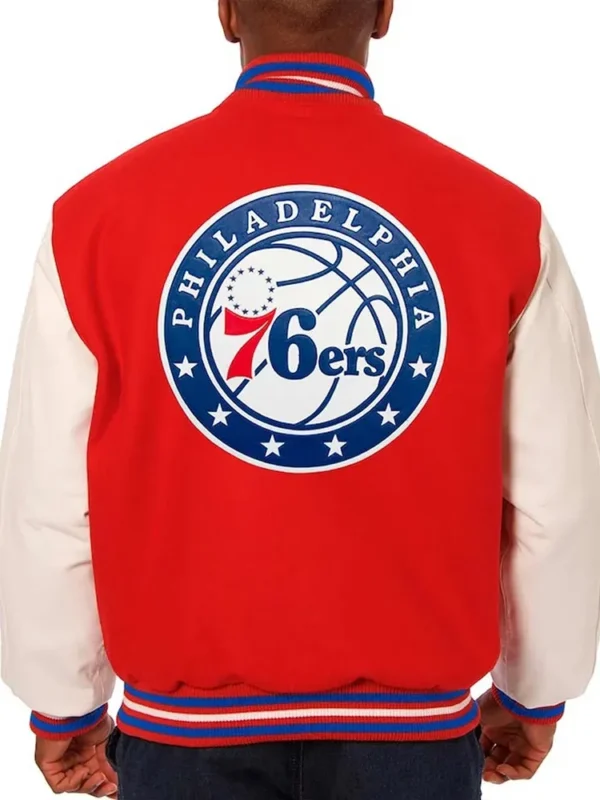 Red/White Philadelphia 76ers Varsity Jacket