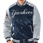 Renegade New York Yankees Navy/Silver Varsity Satin Jacket