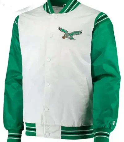 Renegade Philadelphia Eagles Starter Satin Green And White Jacket