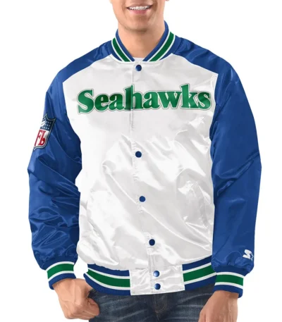 Renegade Seattle Seahawks Blue and White Jacket