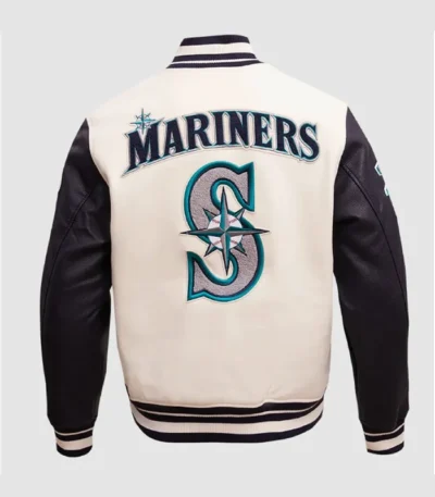 Seattle Mariners Retro Rib Eggshell and Navy Varsity Jacket