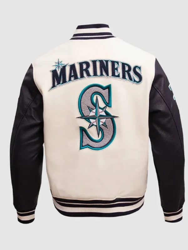 Seattle Mariners Retro Rib Eggshell and Navy Varsity Jacket