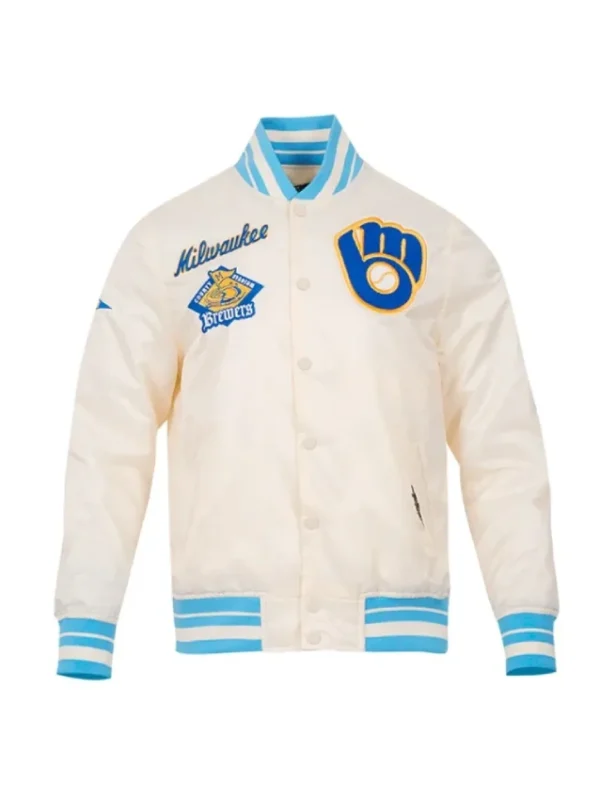 Retro Milwaukee Brewers Classic Rib Satin Jacket