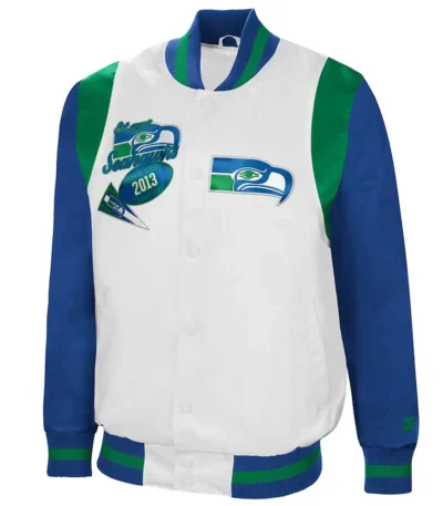 Retro The All-American Seattle Seahawks White-Royal Jacket