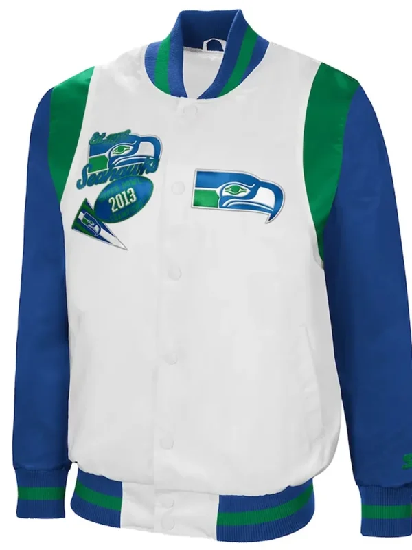 Retro The All-American Seattle Seahawks White-Royal Jacket