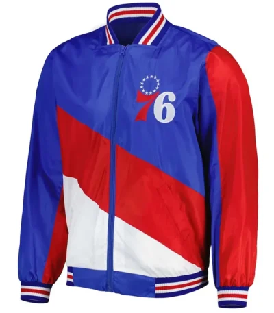 Ripstop Philadelphia 76ers Royal and Red Jacket