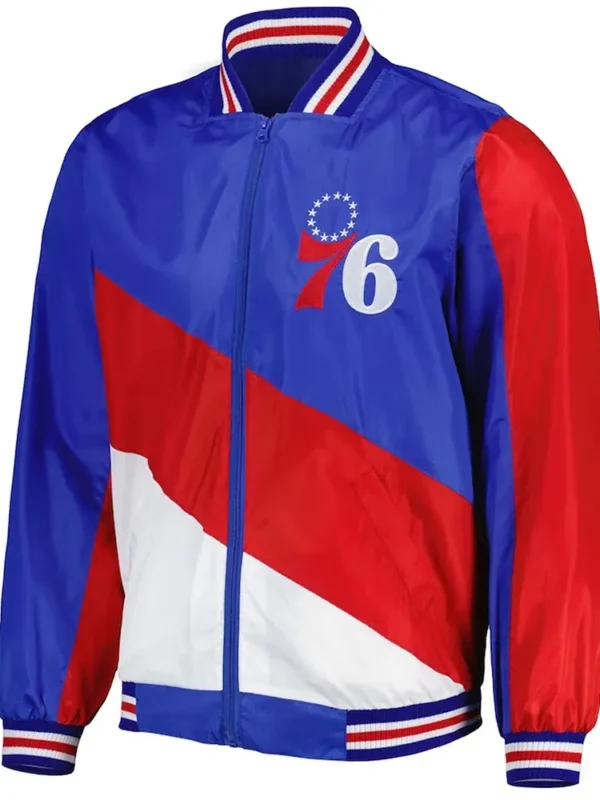 Ripstop Philadelphia 76ers Royal and Red Jacket