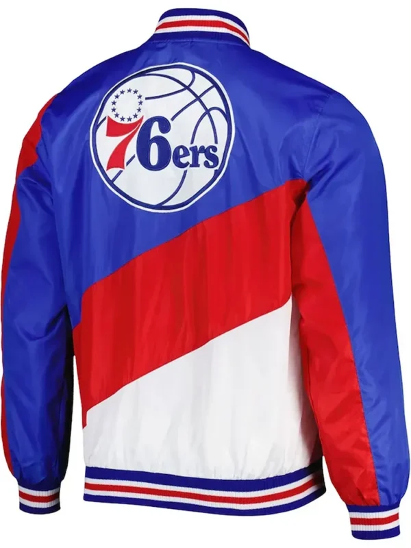 Ripstop Philadelphia 76ers Royal and Red Jacket