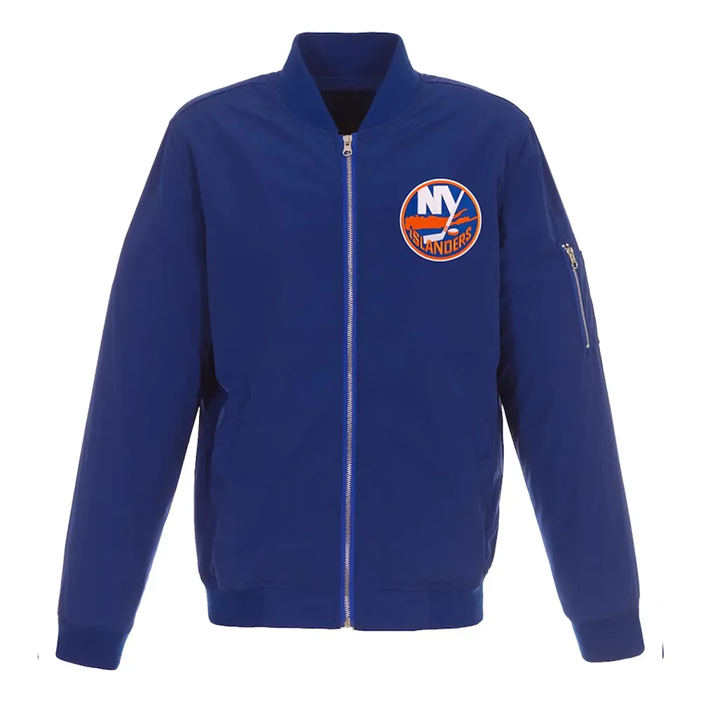 Royal NY Islanders Nylon Bomber Lightweight Jacket Royal NY Islanders Nylon Bomber Lightweight Jacket