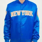 Royal New York Knicks Wordmark Satin Jacket
