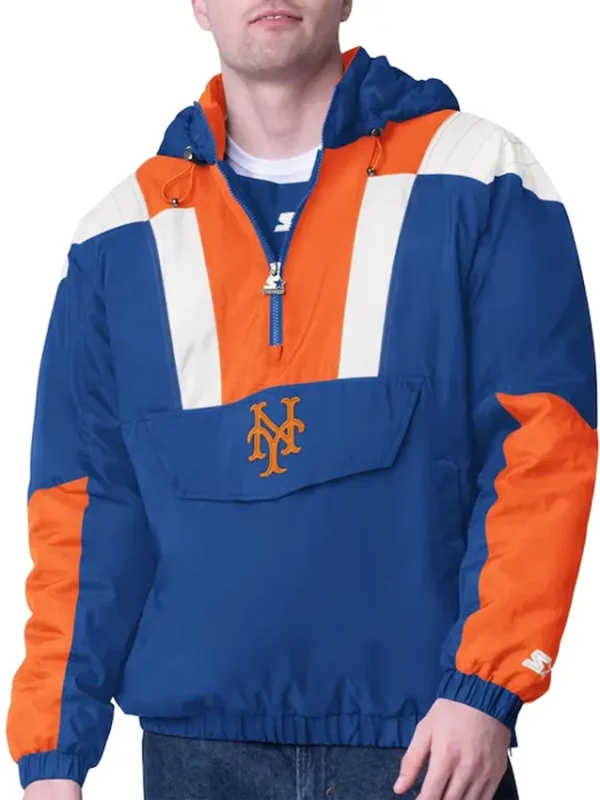 Royal Ny Mets Charger Half-zip Pullover Jacket