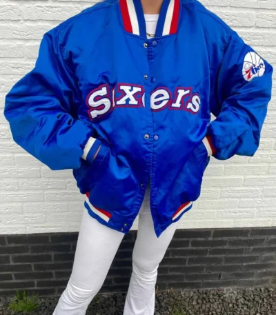 Royal Philadelphia 76ers Bomber Jacket