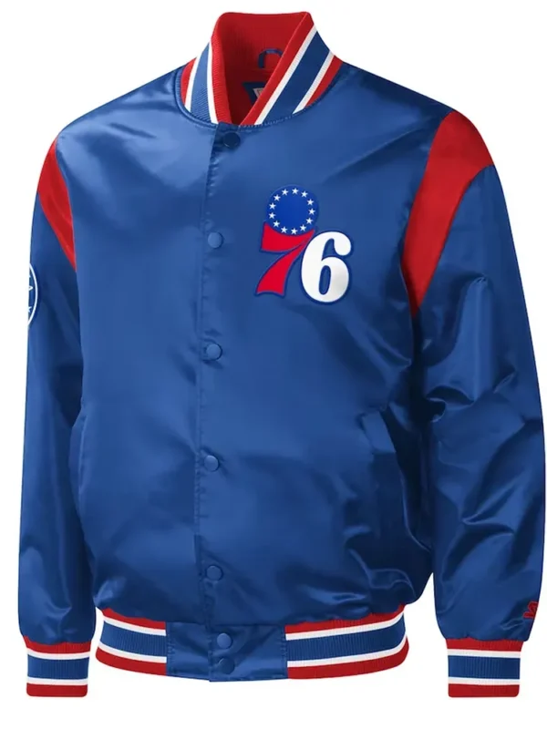 Royal Philadelphia 76ers Force Play Satin Jacket