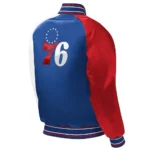 Royal Philadelphia 76ers Youth Raglan Varsity Satin Jacket
