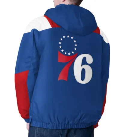 Royal/Red Philadelphia 76ers Charger Half-Zip Pullover Jacket
