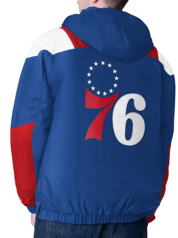 Royal/Red Philadelphia 76ers Charger Half-Zip Pullover Jacket