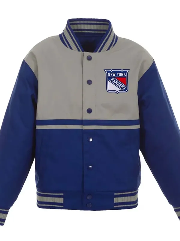 Royal and Gray NY Rangers Youth Poly-Twill Jacket