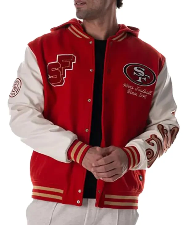 SF 49ers Hooded Varsity Jacket