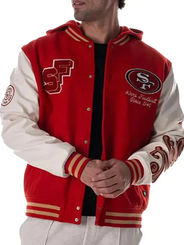 SF 49ers Hooded Varsity Jacket