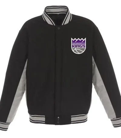 Sacramento Kings Accent Varsity Black Wool Jacket