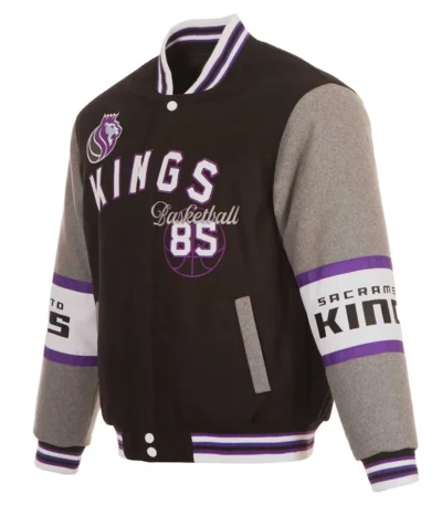 Sacramento Kings Black and Gray Varsity Wool Jacket